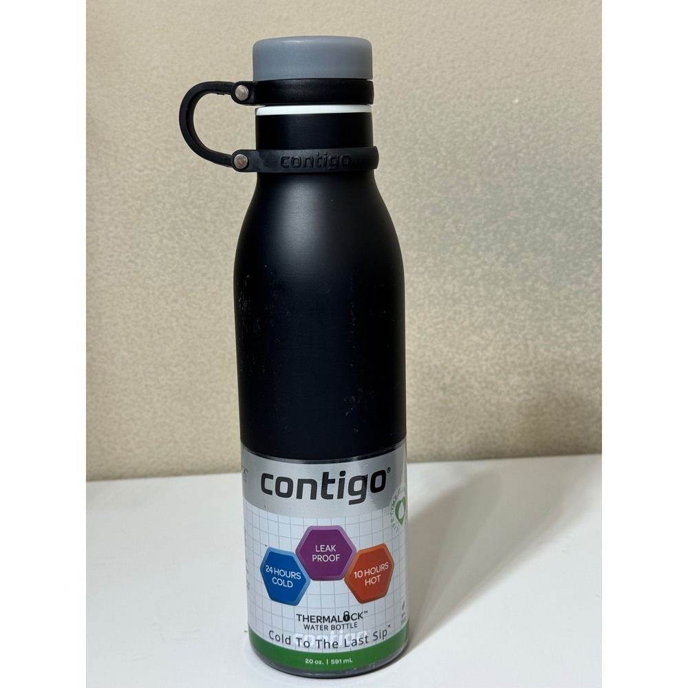 Contigo Matterhorn Water Bottle 20oz Matte Black Stainless Steel Thermalock New